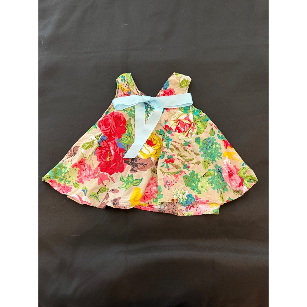 Mud Kingdom Girls Floral Sleeveless Top Tan Pink Red Size 100 Cotton Bow Back